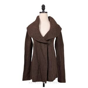 Y2K Vince Cardigan Sweater M Brown Alpaca Wool Cashmere Neutral Capsule Layering